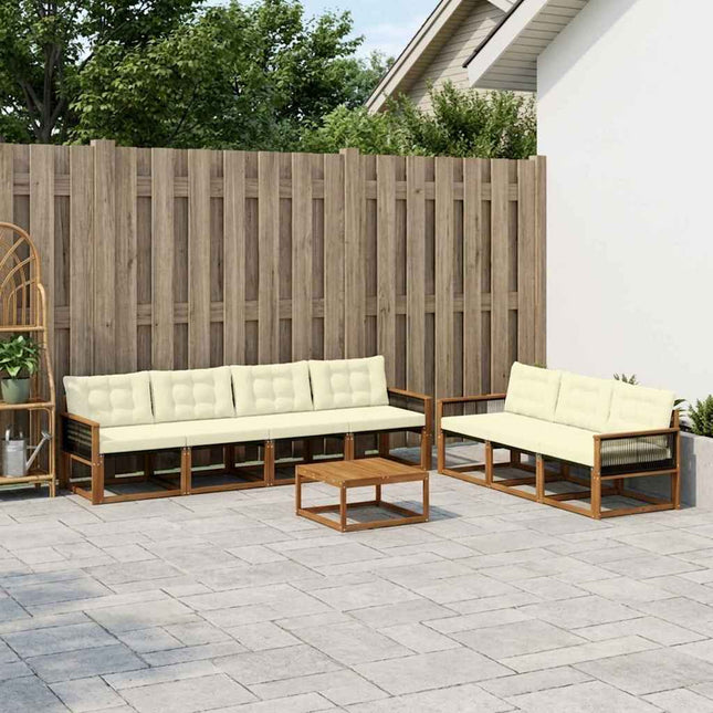 Udendørs sofagruppe med pude 8 pcs Naturlig og Fløde
