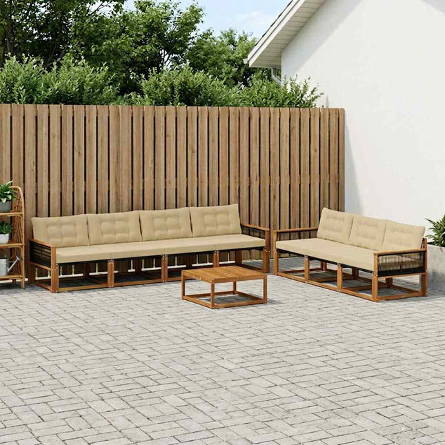 Udendørs sofagruppe med pude 8 pcs Naturlig og Beige