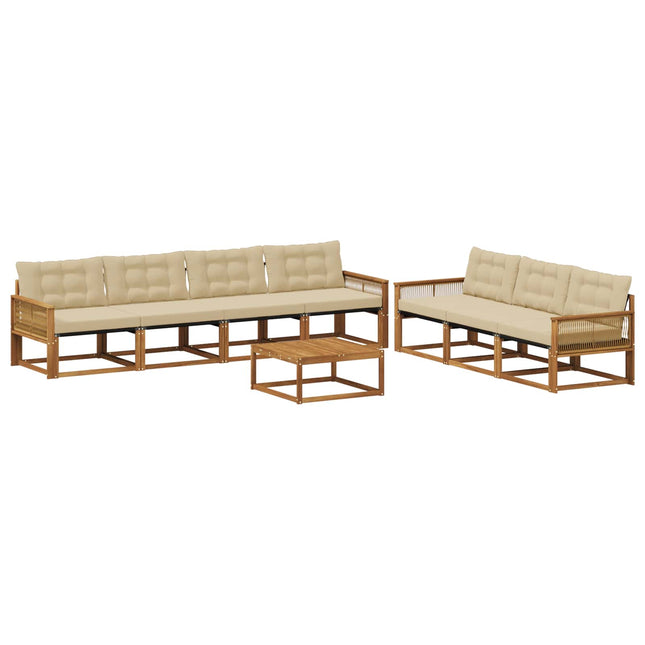 Udendørs sofagruppe med pude 8 pcs Naturlig og Beige
