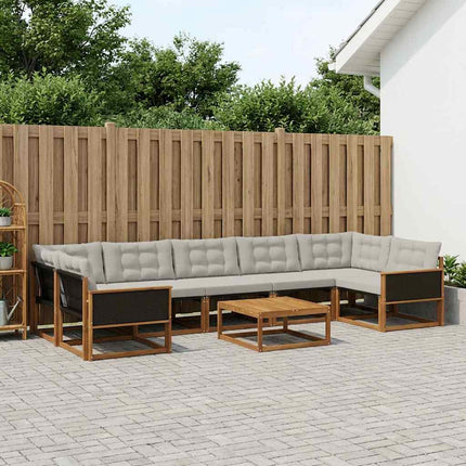 Udendørs sofagruppe med pude 8 pcs Naturfarvet og lysegrå