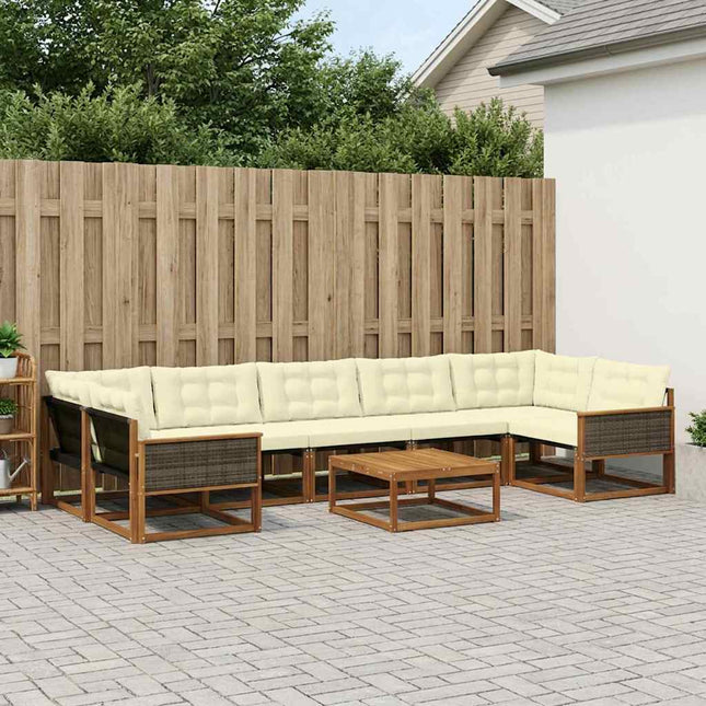 Udendørs sofagruppe med pude 8 pcs Naturlig og Fløde