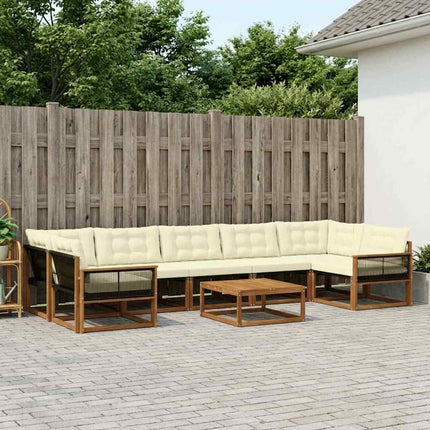 Udendørs sofagruppe med pude 8 pcs Naturlig og Fløde