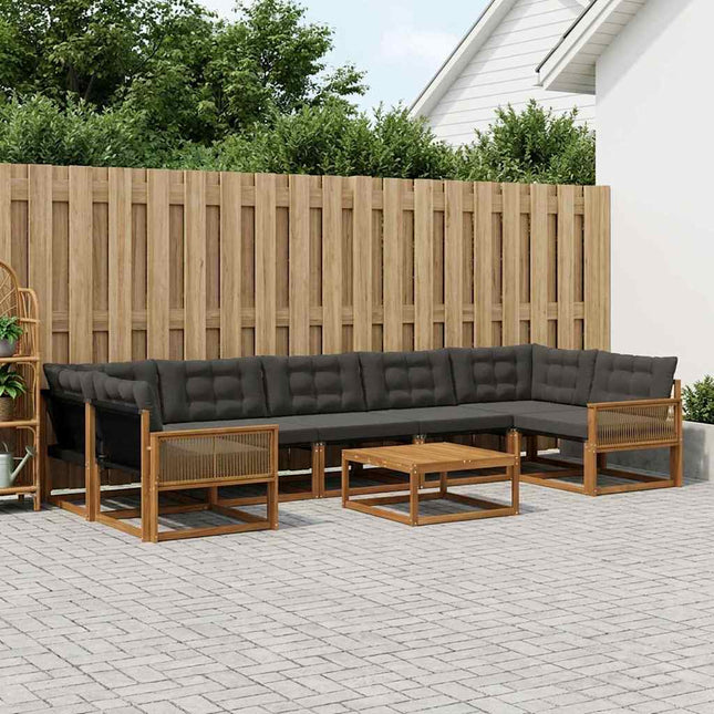 Udendørs sofagruppe med pude 8 pcs Naturfarvet og sort