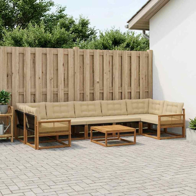 Udendørs sofagruppe med pude 8 pcs Naturlig og Beige