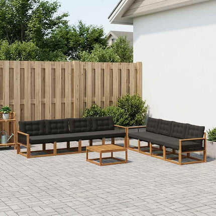 Udendørs sofagruppe med pude 9 pcs Naturfarvet og sort