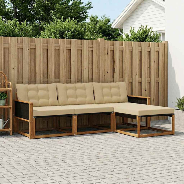 Udendørs sofagruppe med pude 4 pcs Naturlig og Beige