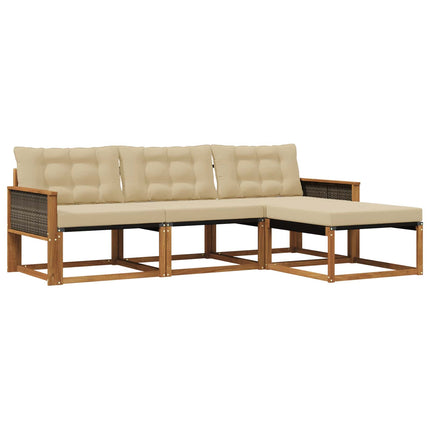Udendørs sofagruppe 4 stk. Naturlig og Beige