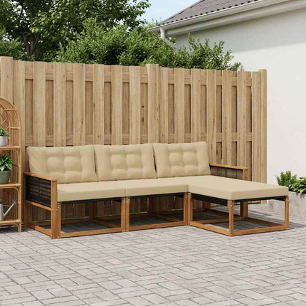 Udendørs sofagruppe med pude 4 pcs Naturlig og Beige