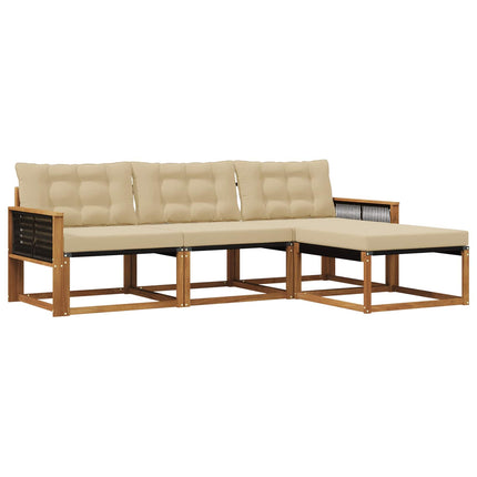 Udendørs sofagruppe med pude 4 pcs Naturlig og Beige