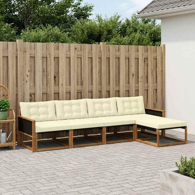 Udendørs sofagruppe med pude 5 pcs Naturlig og Fløde