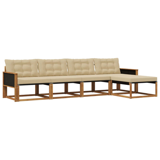 Udendørs sofagruppe med pude 5 pcs Naturlig og Beige