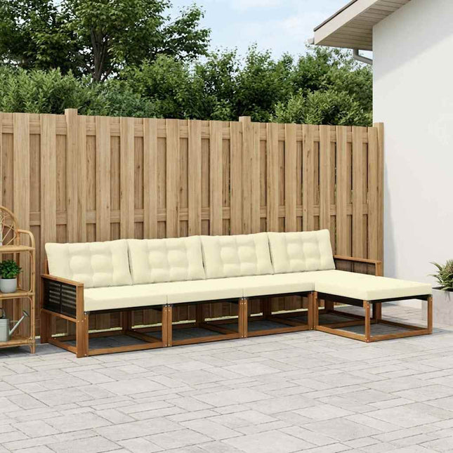 Udendørs sofagruppe med pude 5 pcs Naturlig og Fløde