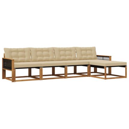 Udendørs sofagruppe med pude 5 pcs Naturlig og Beige