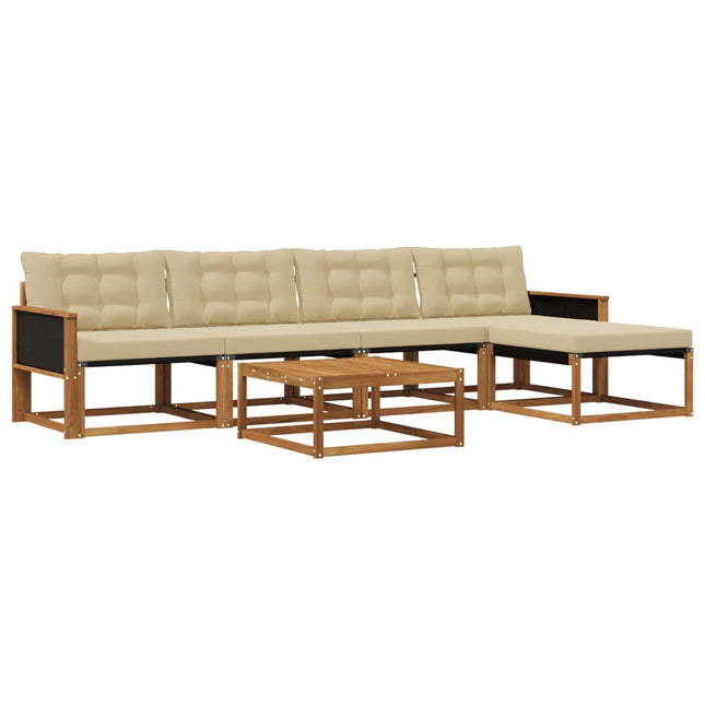 Udendørs sofagruppe med pude 6 pcs Naturlig og Beige