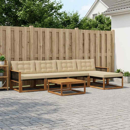 Udendørs sofagruppe med pude 6 pcs Naturlig og Beige