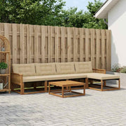 Udendørs sofagruppe med pude 6 pcs Naturlig og Beige