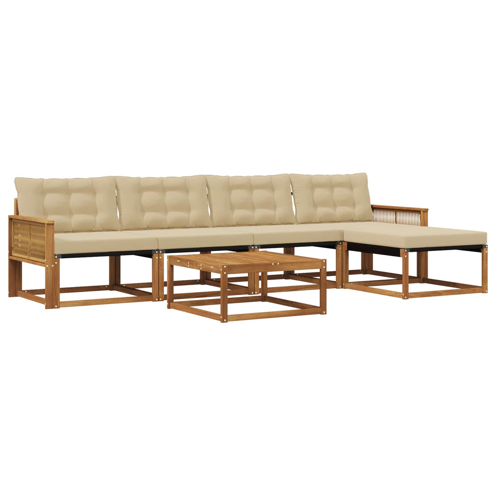 Udendørs sofagruppe med pude 6 pcs Naturlig og Beige