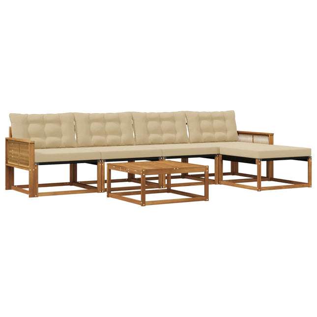 Udendørs sofagruppe med pude 6 pcs Naturlig og Beige