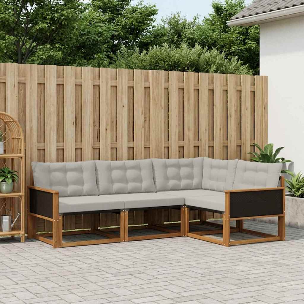 Udendørs sofagruppe med pude 4 pcs Naturfarvet og lysegrå