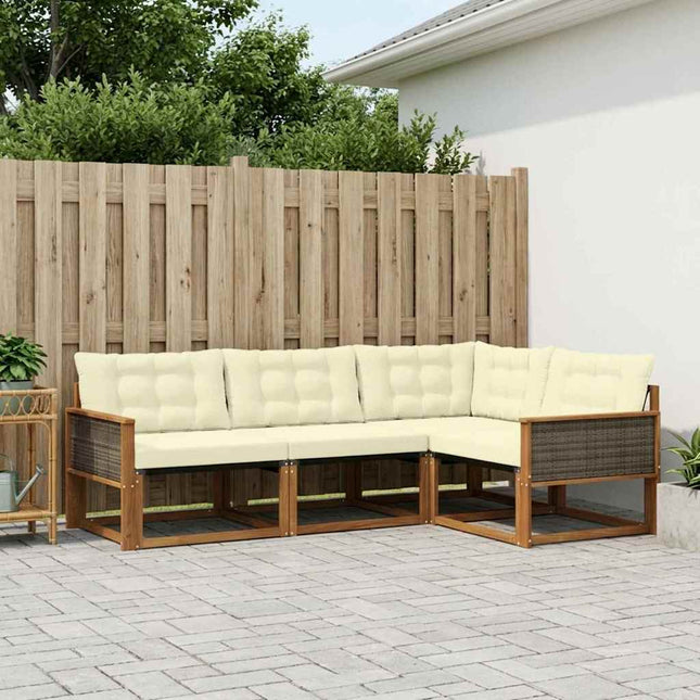 Udendørs sofagruppe med pude 4 pcs Naturlig og Fløde