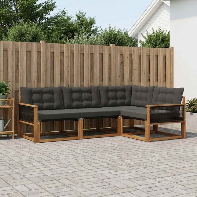 Udendørs sofagruppe med pude 4 pcs Naturfarvet og sort