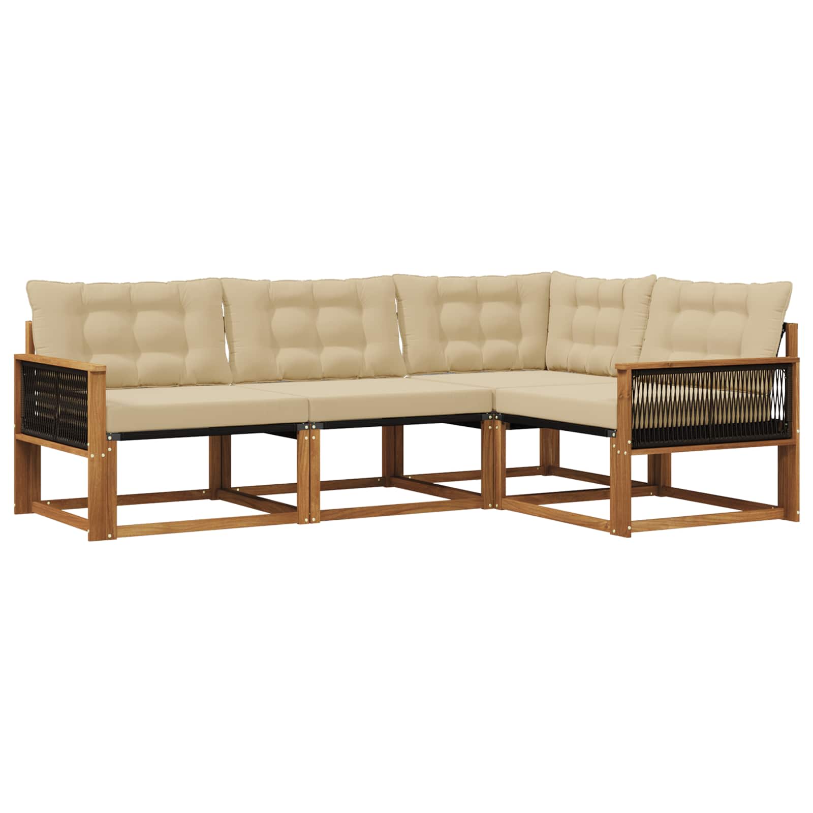 Udendørs sofagruppe med pude 4 pcs Naturlig og Beige