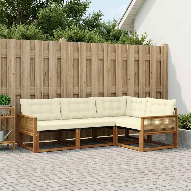 Udendørs sofagruppe med pude 4 pcs Naturlig og Fløde