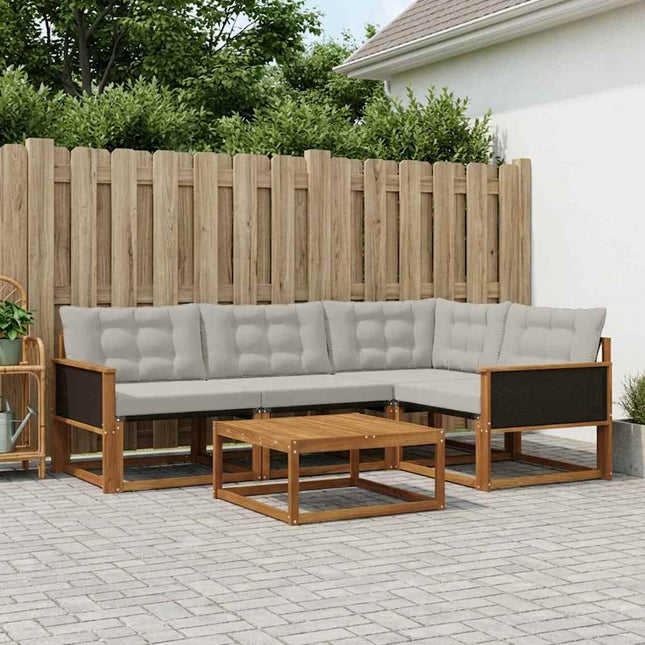 Udendørs sofagruppe med pude 5 pcs Naturfarvet og lysegrå