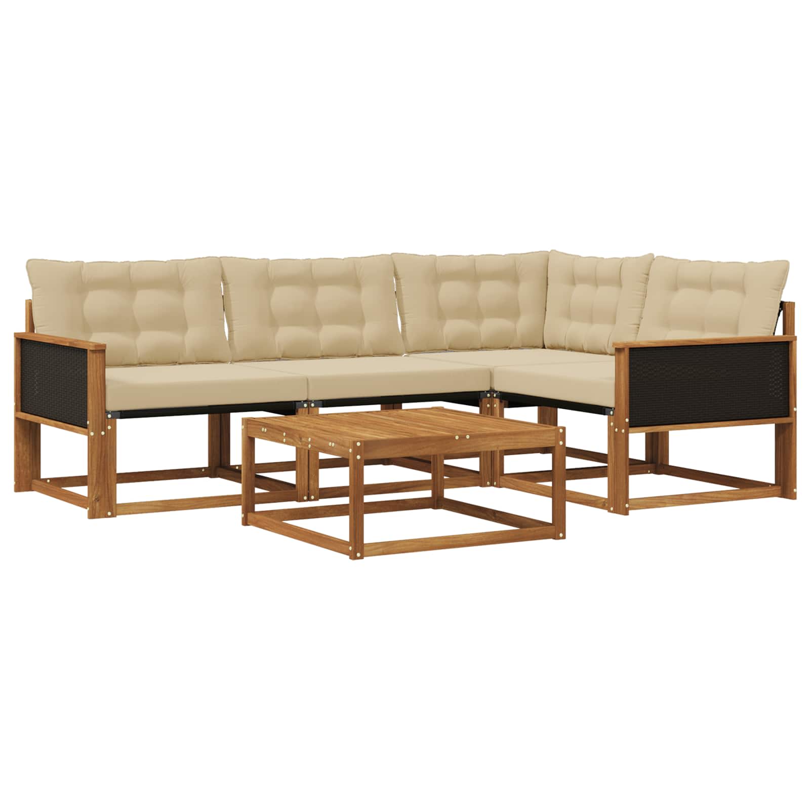 Udendørs sofagruppe med pude 5 pcs Naturlig og Beige