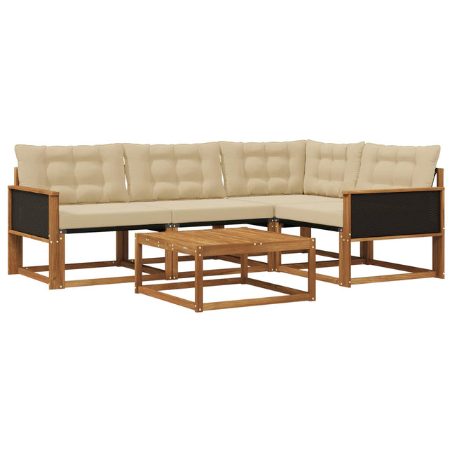 Udendørs sofagruppe med pude 5 pcs Naturlig og Beige