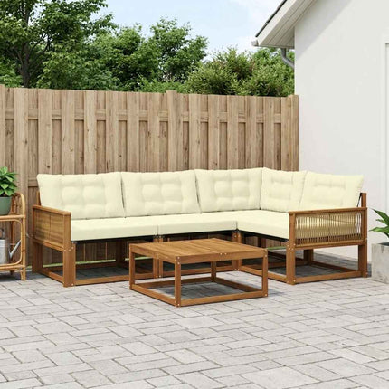 Udendørs sofagruppe med pude 5 pcs Naturlig og Fløde