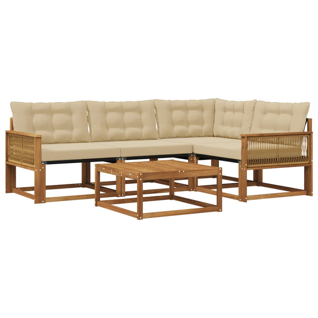 Udendørs sofagruppe med pude 5 pcs Naturlig og Beige