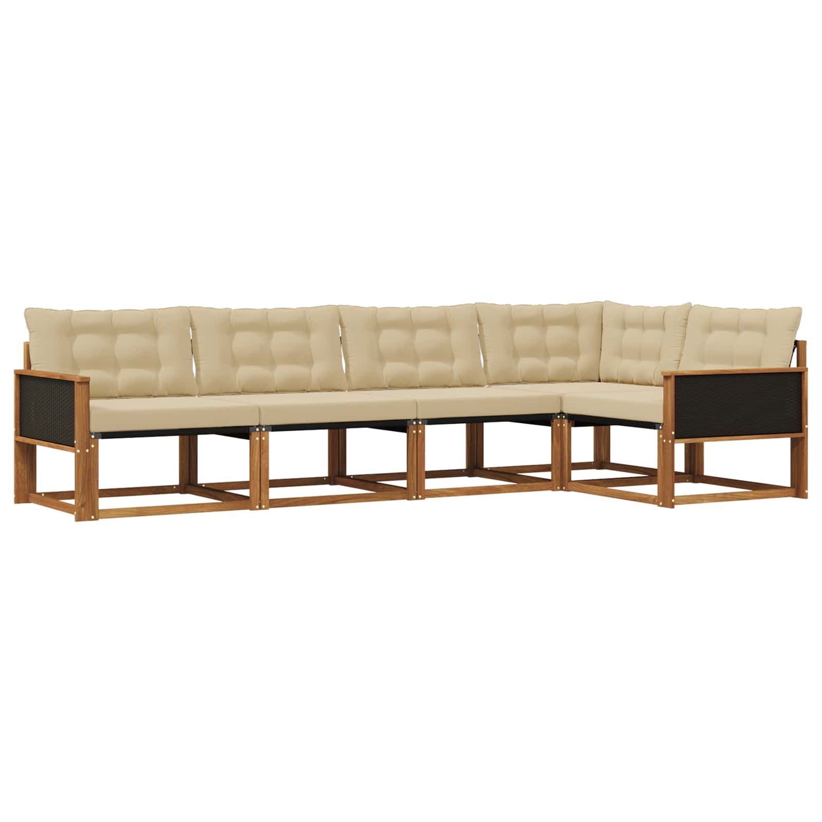 Udendørs sofagruppe med pude 5 pcs Naturlig og Beige