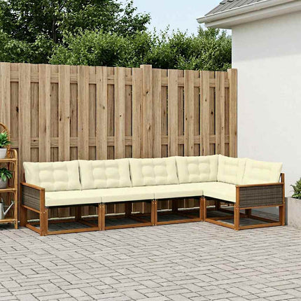 Udendørs sofagruppe med pude 5 pcs Naturlig og Fløde