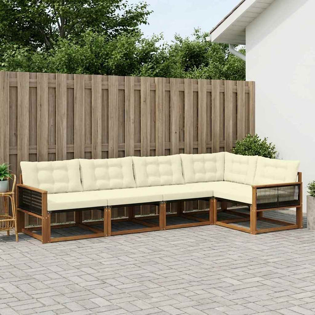 Udendørs sofagruppe med pude 5 pcs Naturlig og Fløde