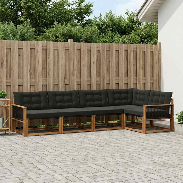 Udendørs sofagruppe med pude 5 pcs Naturfarvet og sort