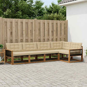 Udendørs sofagruppe med pude 5 pcs Naturlig og Beige