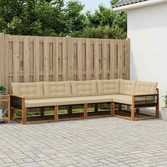 Udendørs sofagruppe med pude 5 pcs Naturlig og Beige