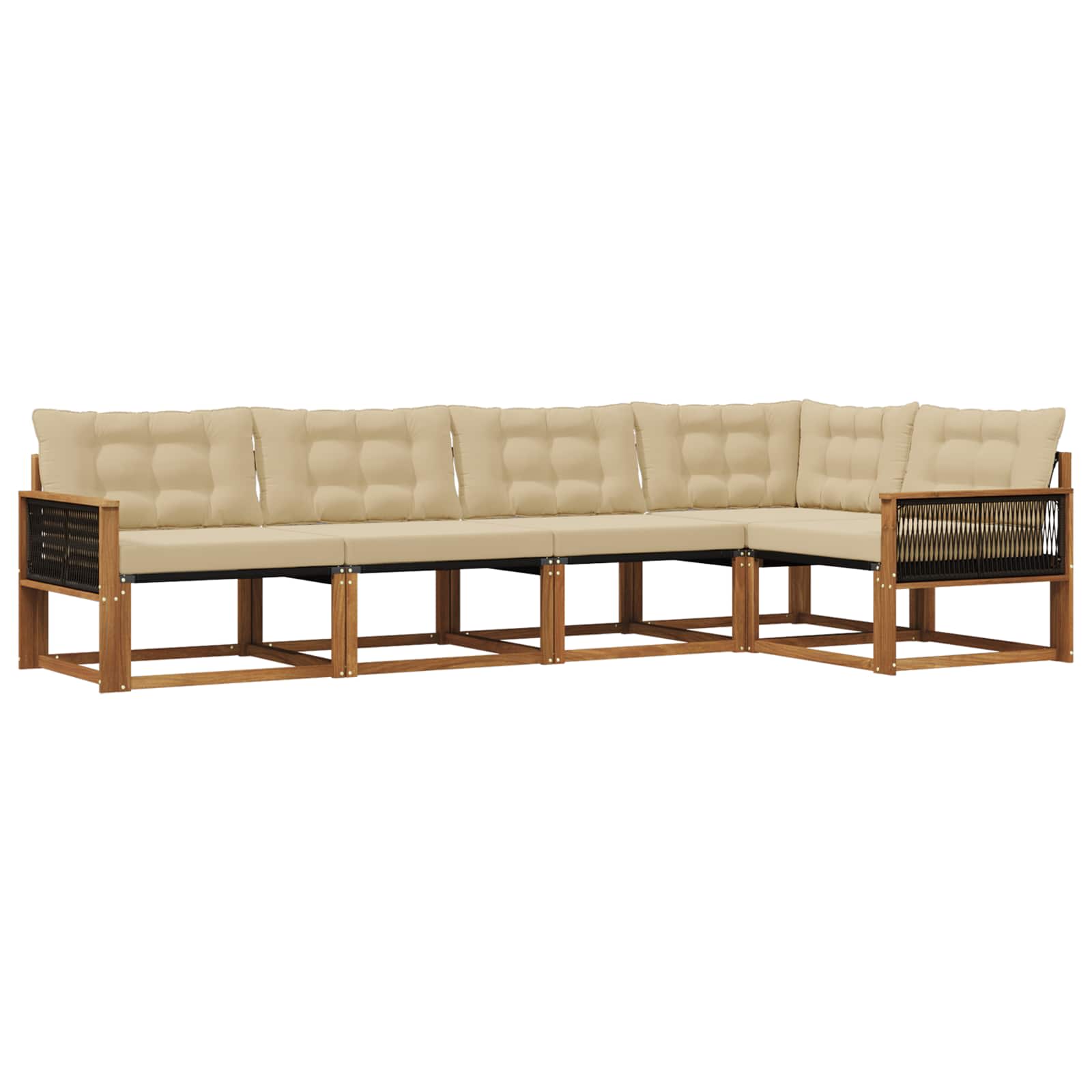 Udendørs sofagruppe med pude 5 pcs Naturlig og Beige