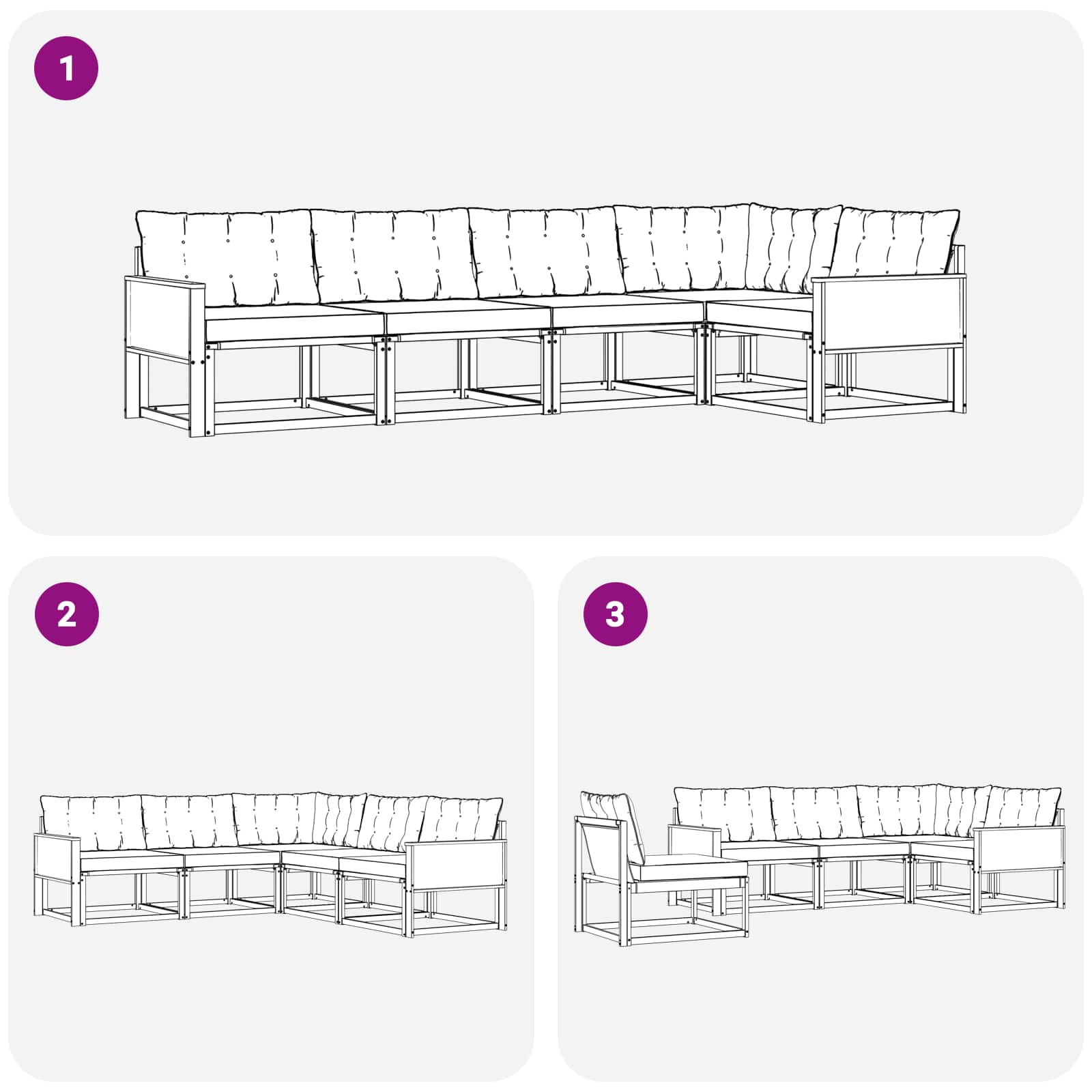 Udendørs sofagruppe med pude 5 pcs Naturlig og Beige