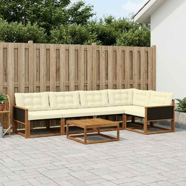 Udendørs sofagruppe med pude 6 pcs Naturlig og Fløde