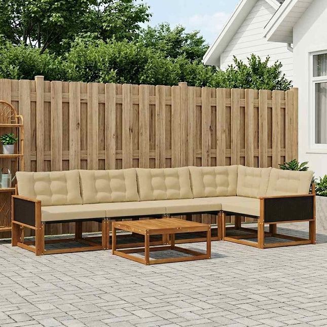 Udendørs sofagruppe med pude 6 pcs Naturlig og Beige