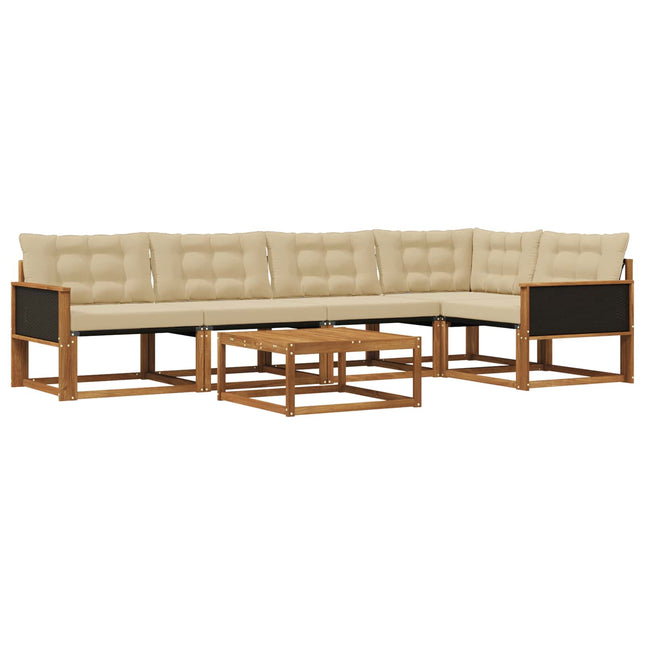 Udendørs sofagruppe med pude 6 pcs Naturlig og Beige