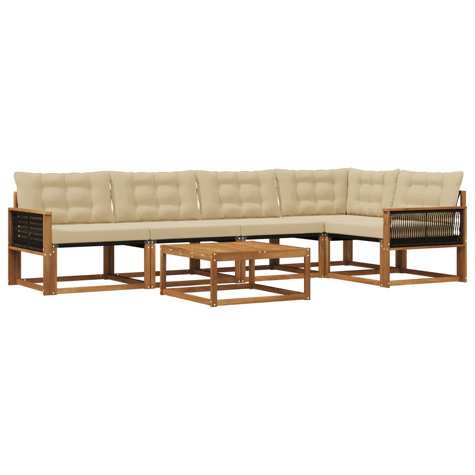 Udendørs sofagruppe med pude 6 pcs Naturlig og Beige