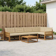 Udendørs sofagruppe med pude 6 pcs Naturlig og Beige