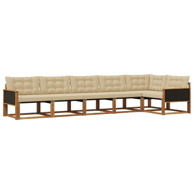 Udendørs sofagruppe med pude 6 pcs Naturlig og Beige
