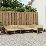 Udendørs sofagruppe med pude 6 pcs Naturlig og Beige