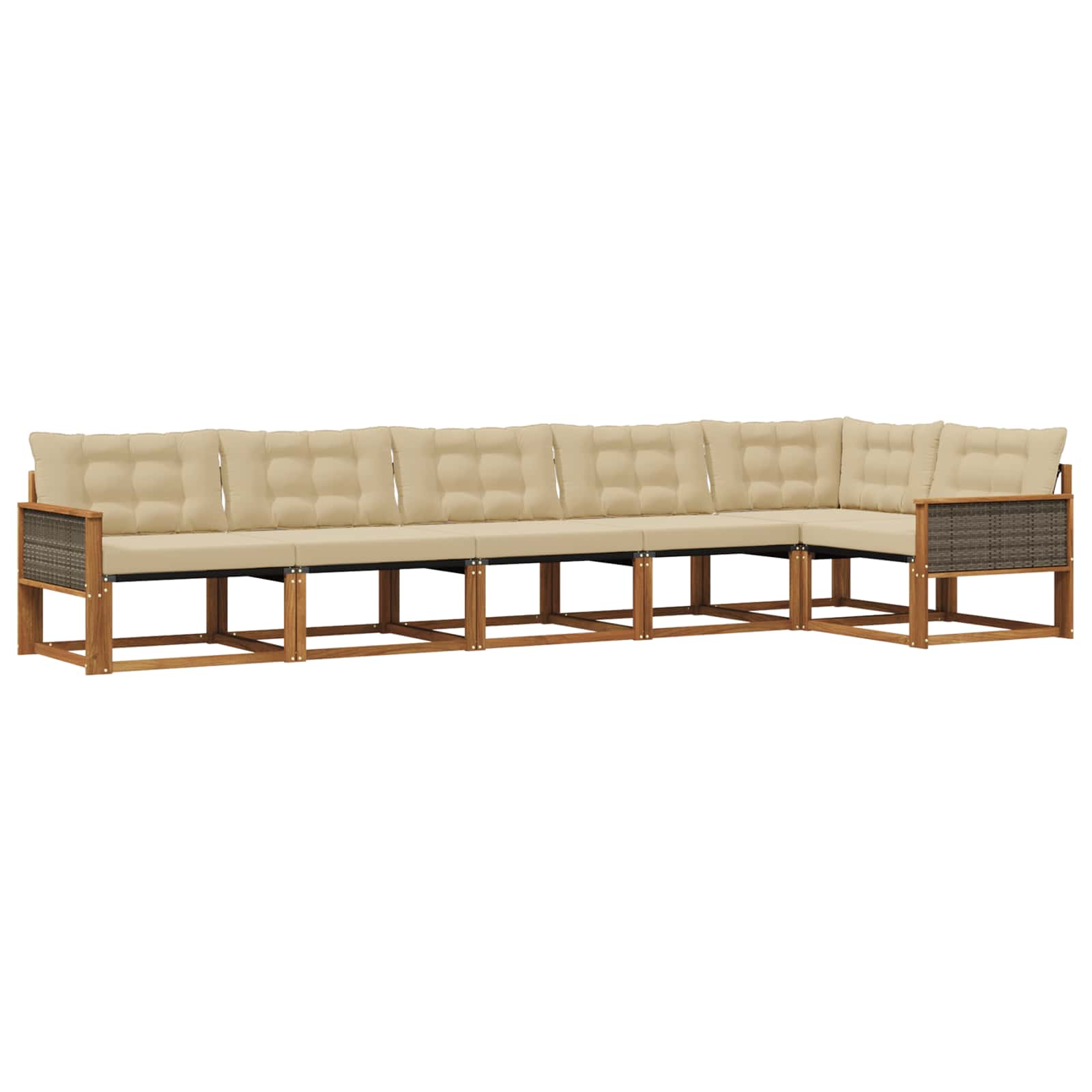 Udendørs sofagruppe med pude 6 pcs Naturlig og Beige
