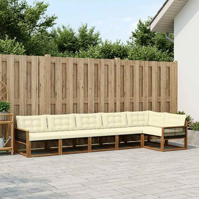 Udendørs sofagruppe med pude 6 pcs Naturlig og Fløde