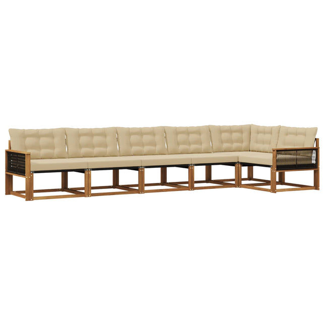 Udendørs sofagruppe med pude 6 pcs Naturlig og Beige
